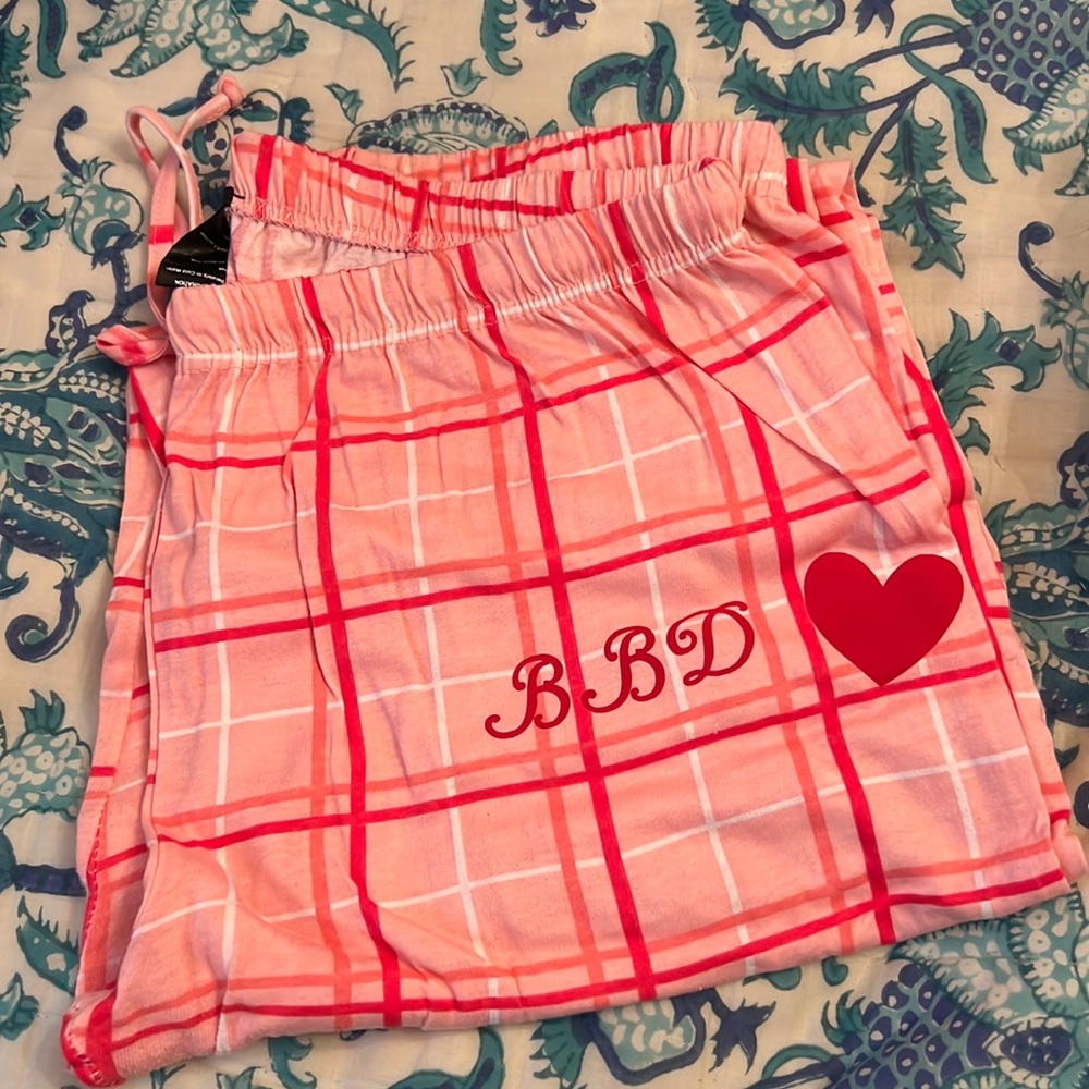 BBD Monogrammed Pink Plaid PJ Pants